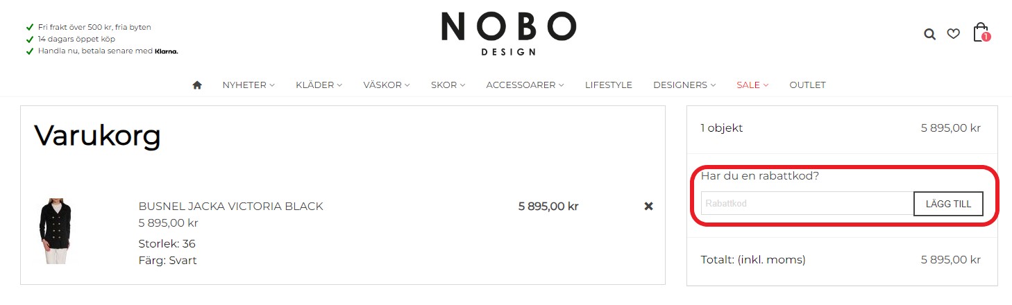 Hur använder man Nobo Design rabattkod banner