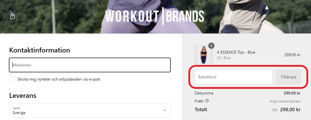 Hur använder man Workout Brands rabattkod banner